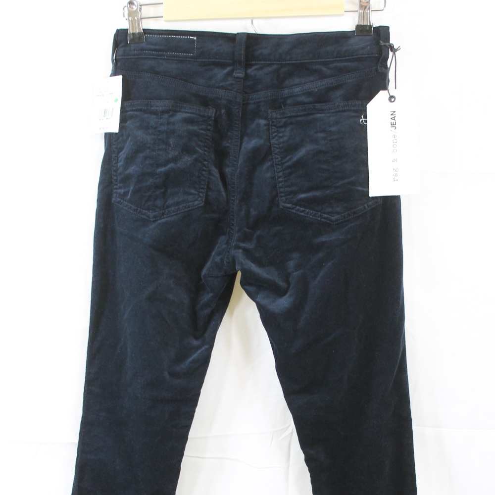 Womens Rag & Bone Navy Velvet Zipper Capri Jeans